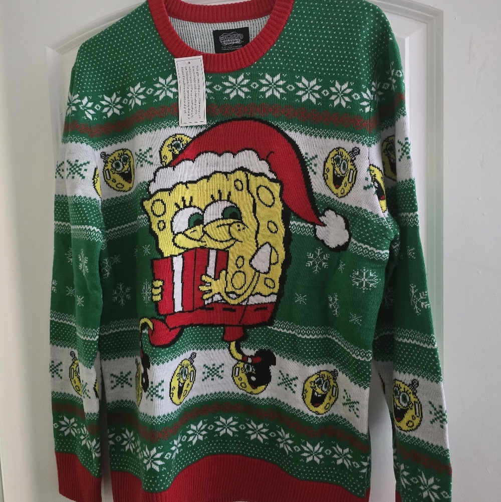 SpongeBob SquarePants Festive Sweater - Green, Red, and Yellow